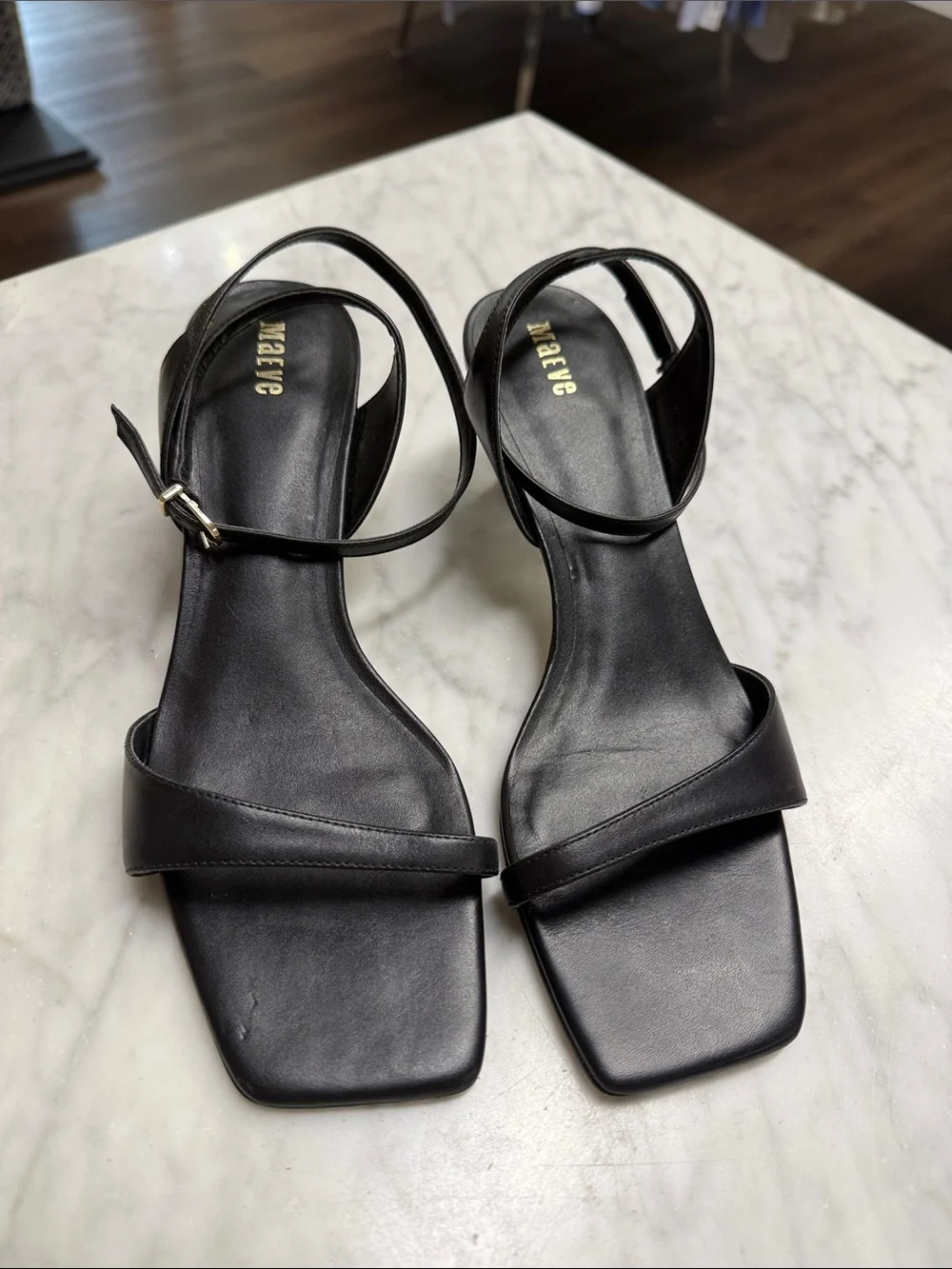 Anthropologie | Maeve Black Square Toe Kitten Heels Size 9 - Picture 6 of 12
